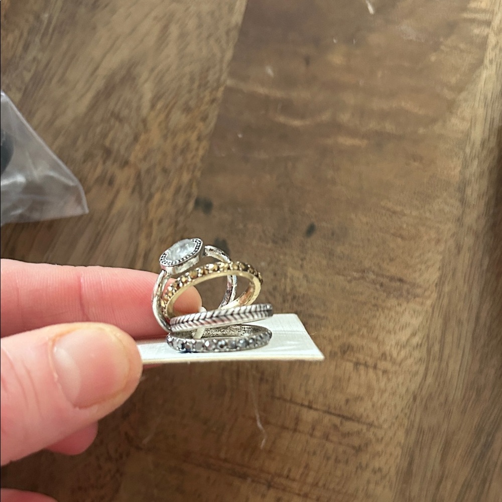 Lucky Brand Mixed Metal Stackable Ring Set in Silver and Gold Tones size 7 - Picture 3 of 3